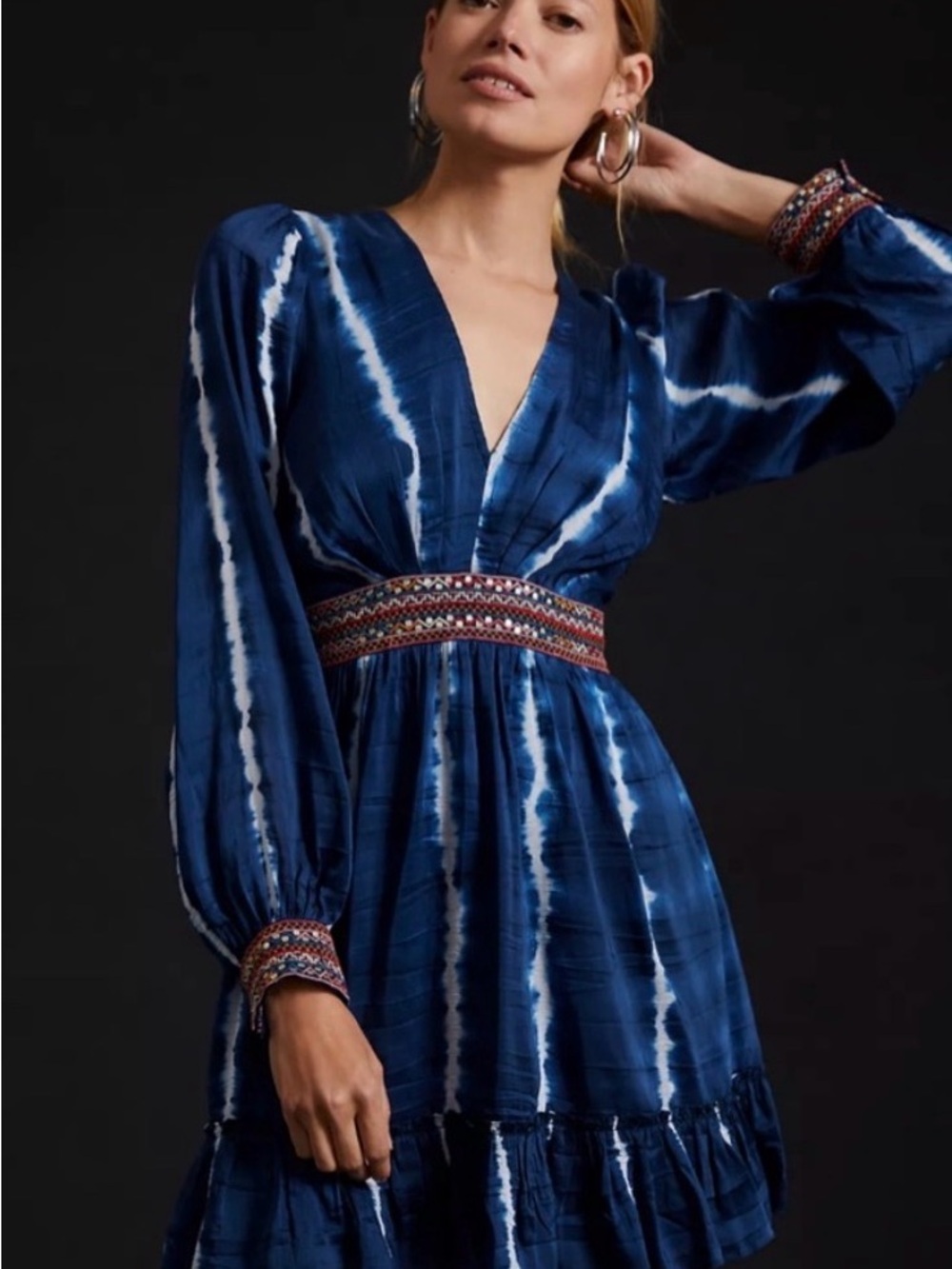 Anthropologie | Verb by Pallavi Singhee Beaded Tie-Dye Mini Dress